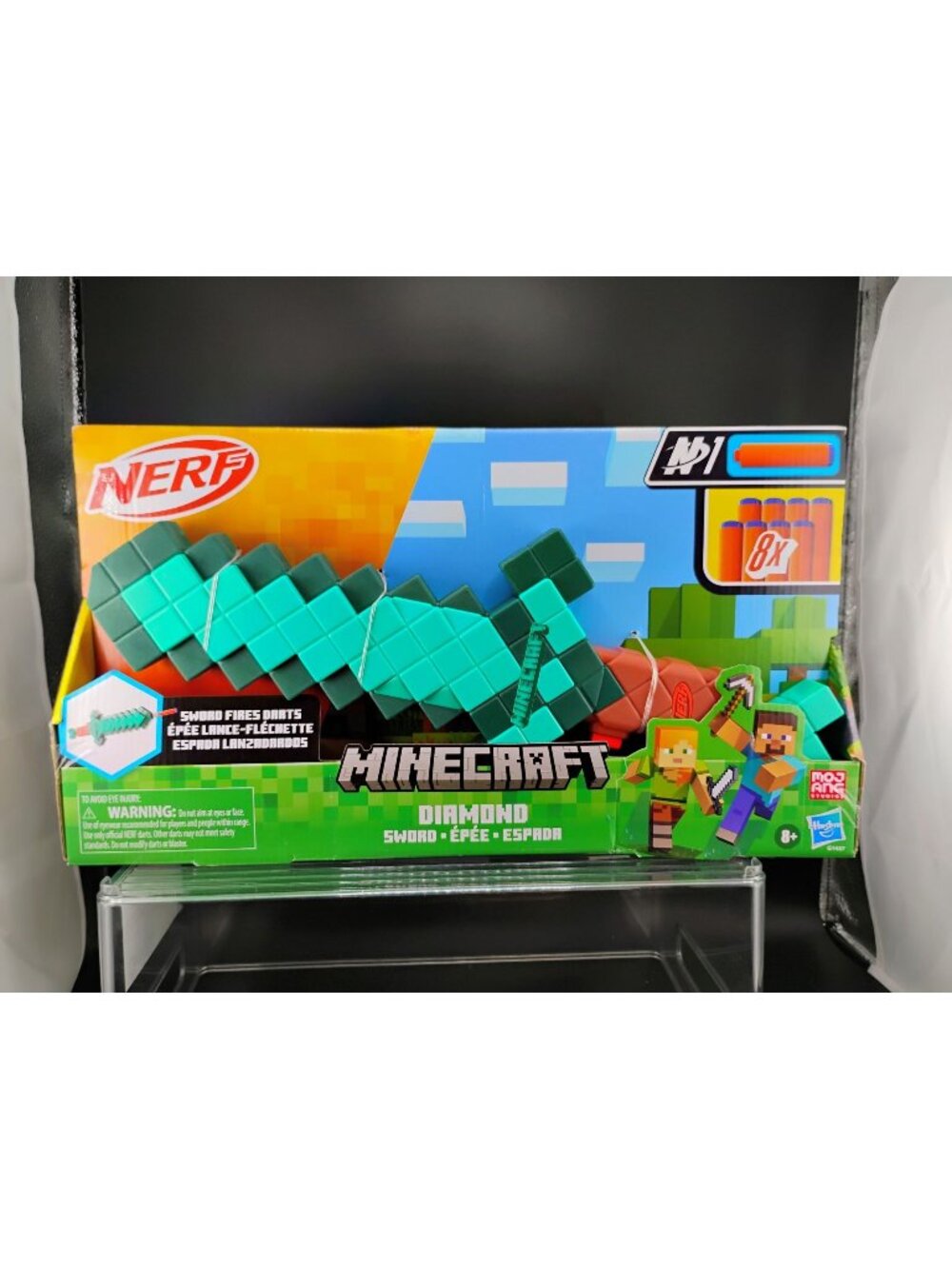 Minecraft Nerf Diamond Sword Dart Blaster Fires 8 Darts